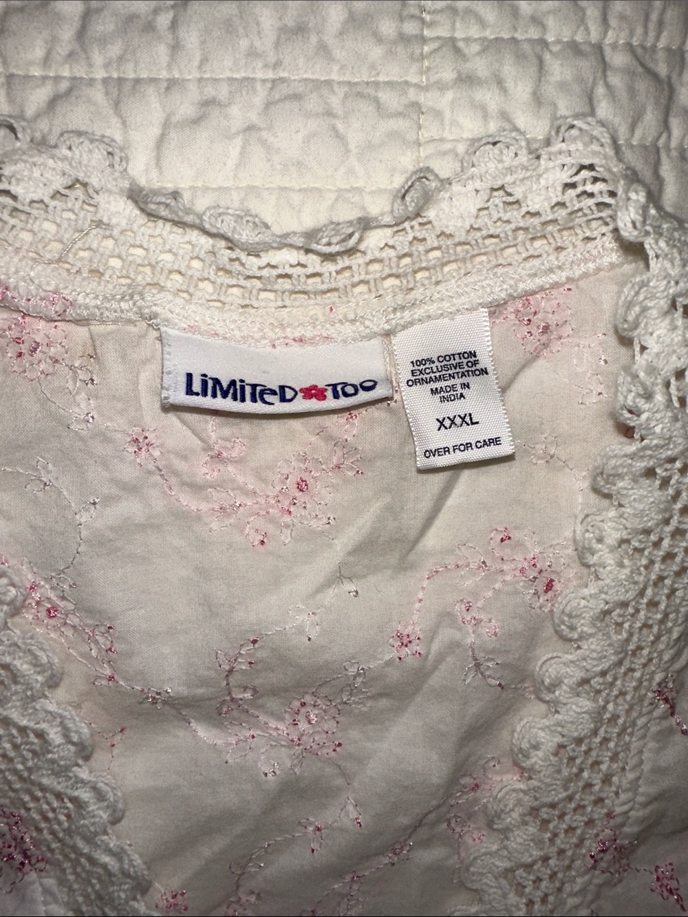 Limited Too XXL (women’s small) Y2K crop top lace Embroidered Bell Sleeve - Picture 3 of 6